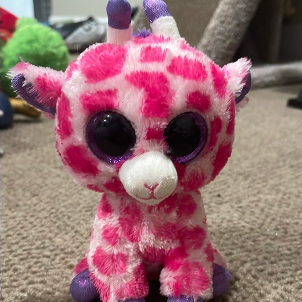Ty Pink and Purple Beanie Boo Stuffed Giraffe